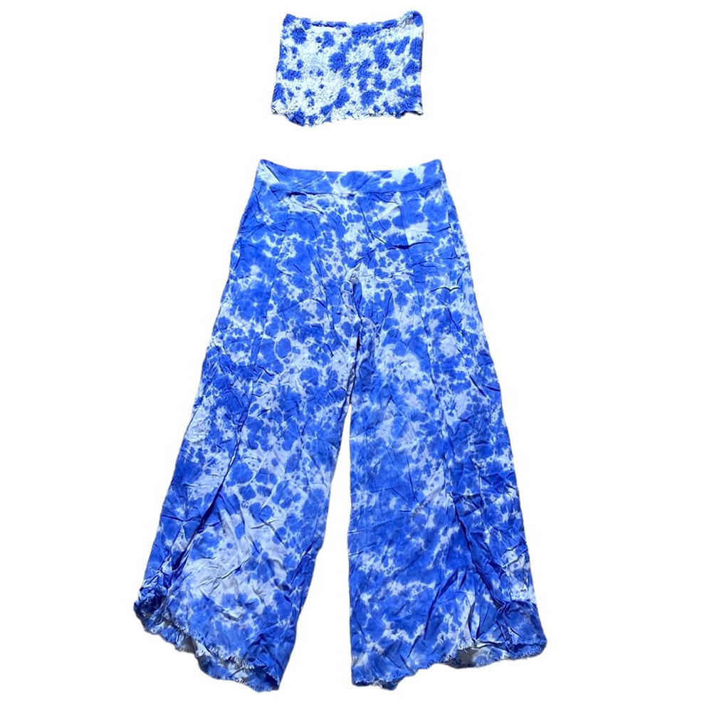⭐ Blue Tie Dye Hippy Festival Pants Tube Top